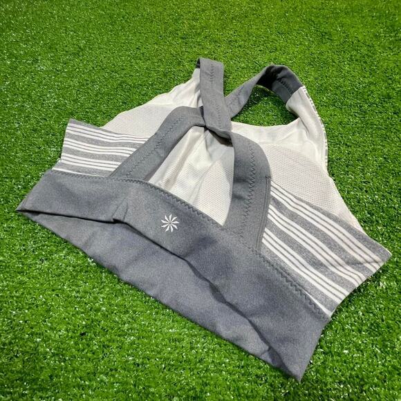 Athleta Womens M Active Padded‎ Sports Bra Stripped Sporty Running Activewear - Picture 3 of 5